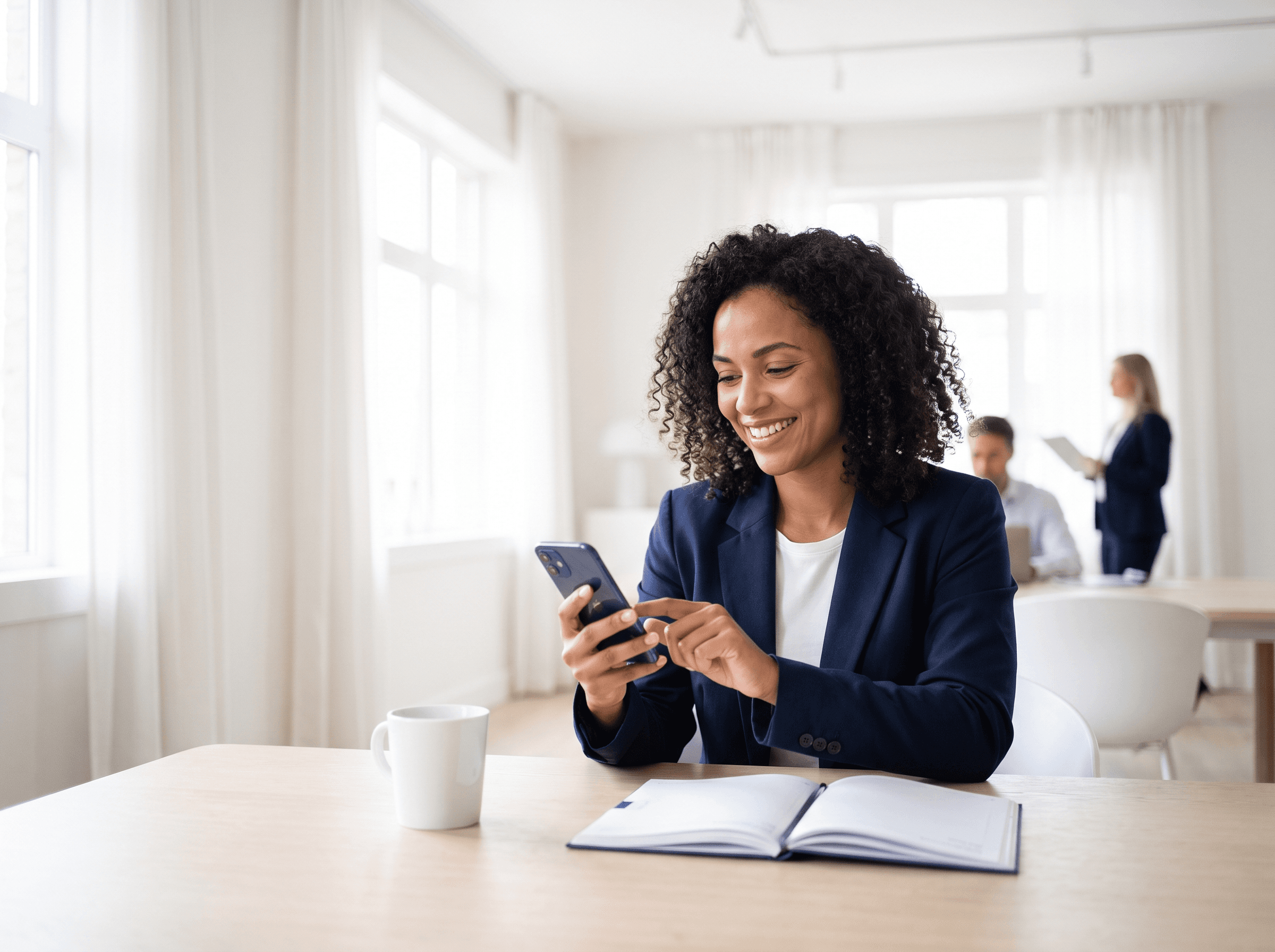 Social media manager tracking comments answered by the agent on a phone